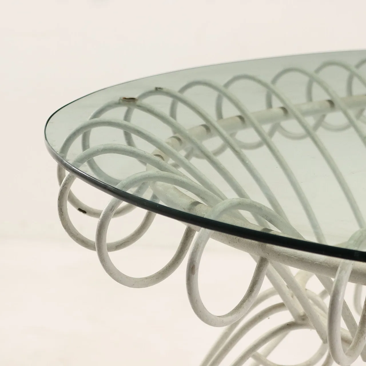 White enamelled iron garden table, 1960s 4