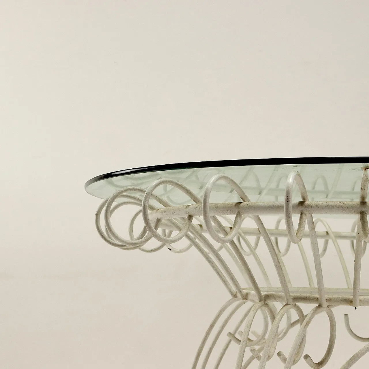 White enamelled iron garden table, 1960s 5