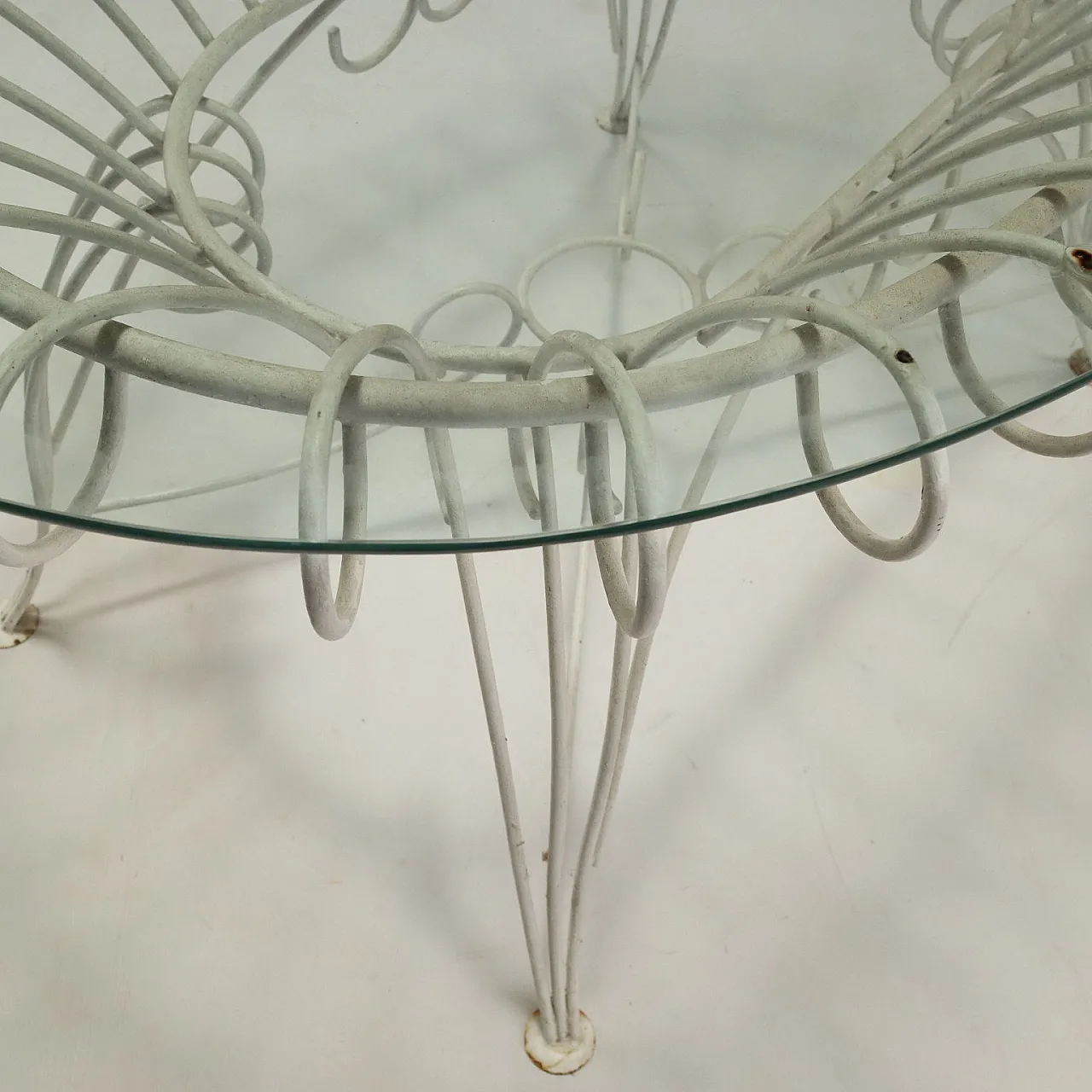 White enamelled iron garden table, 1960s 6