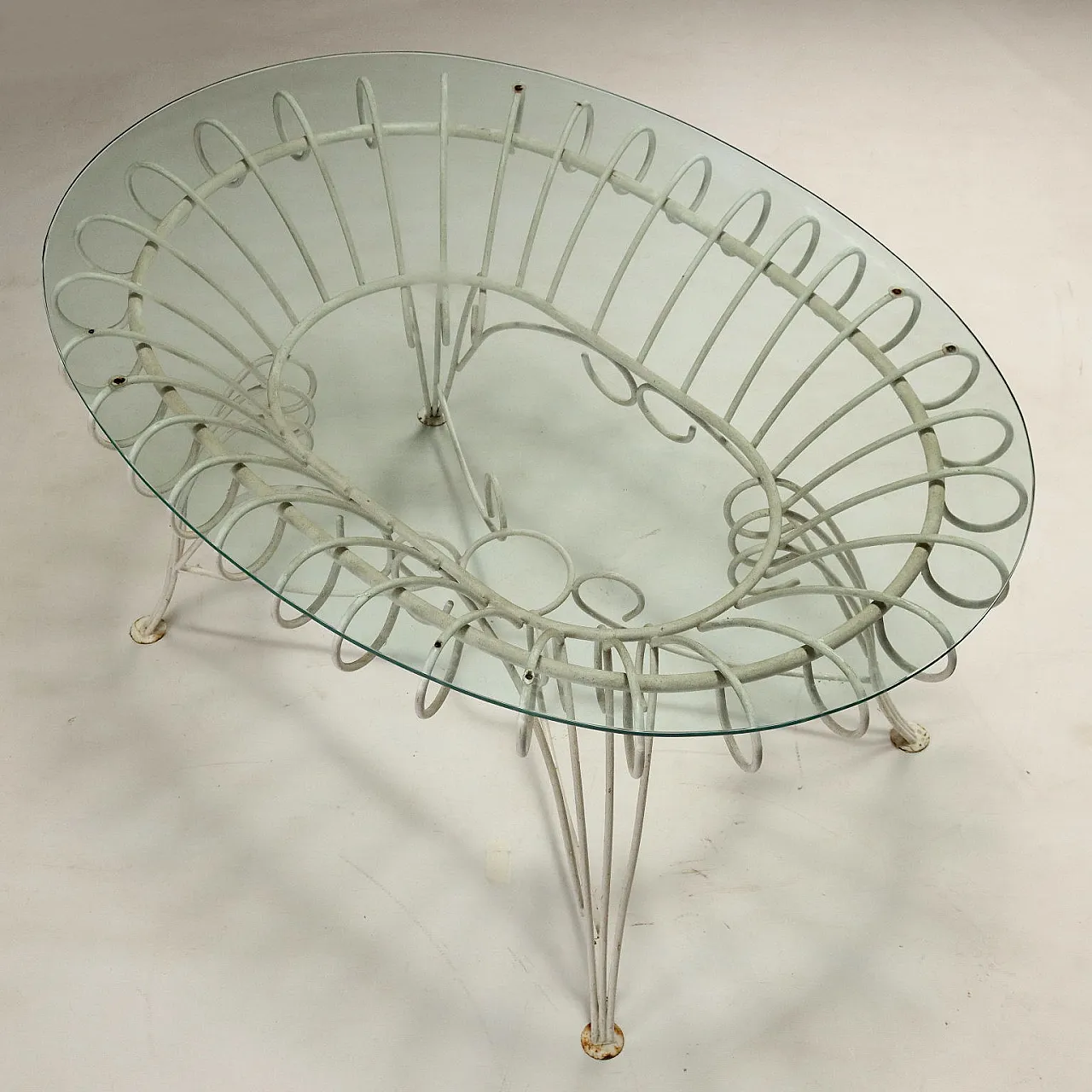 White enamelled iron garden table, 1960s 7