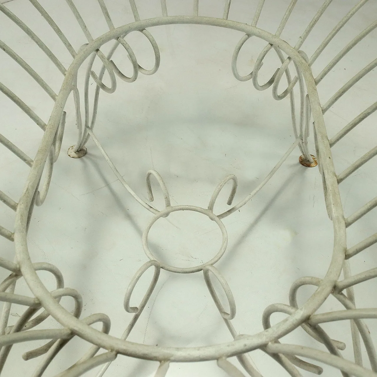 White enamelled iron garden table, 1960s 8