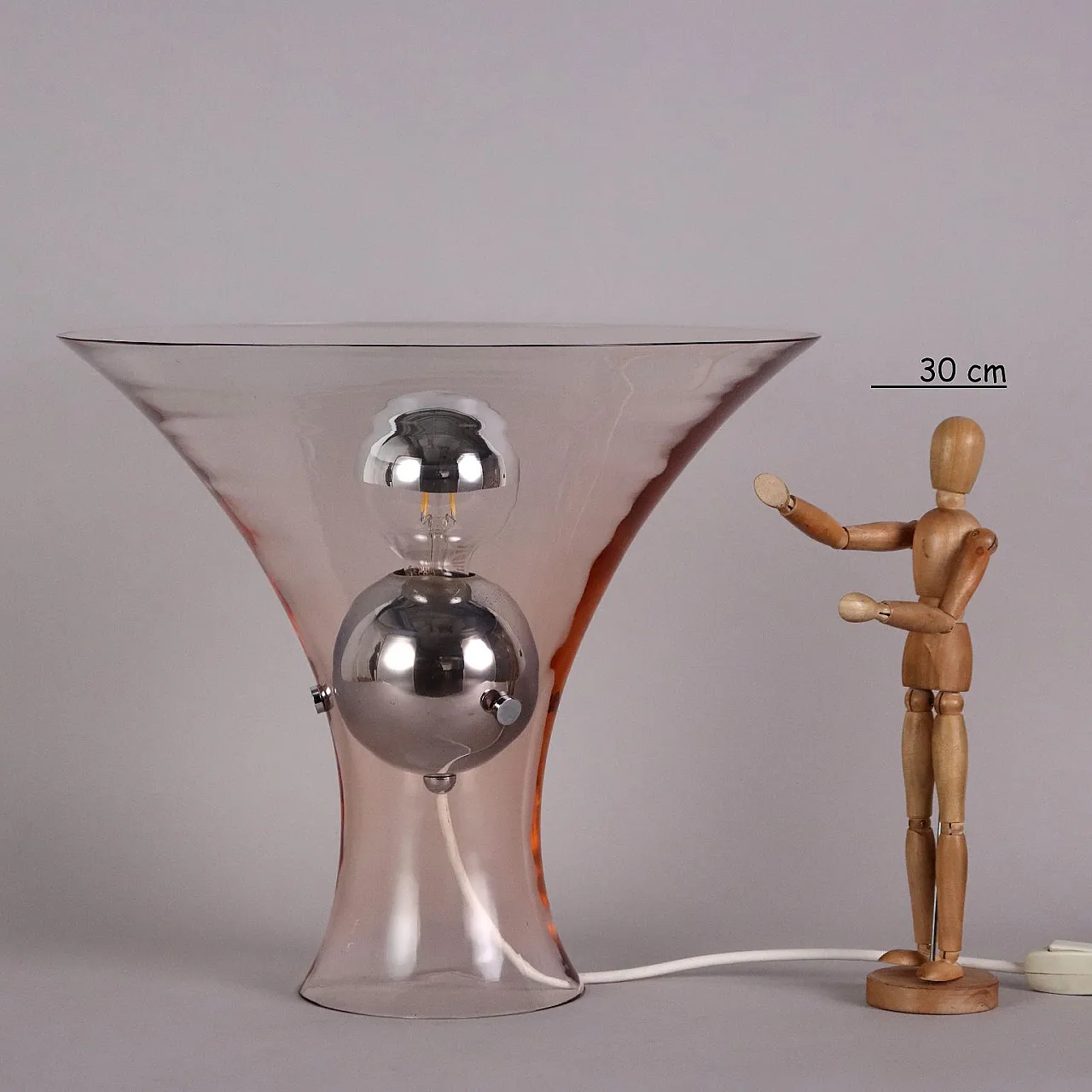 Table lamp blown glass aluminium, 1970s 2