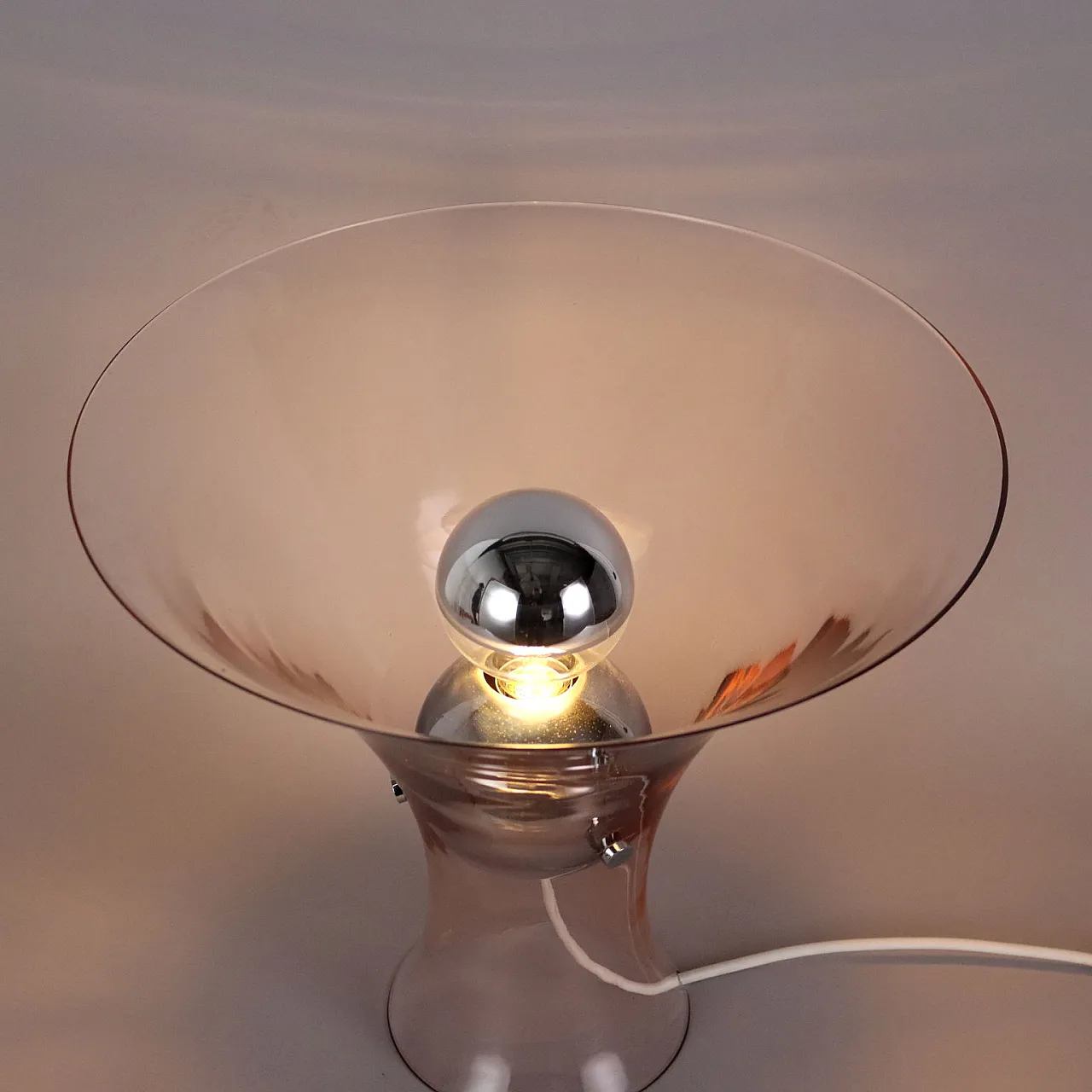 Table lamp blown glass aluminium, 1970s 3