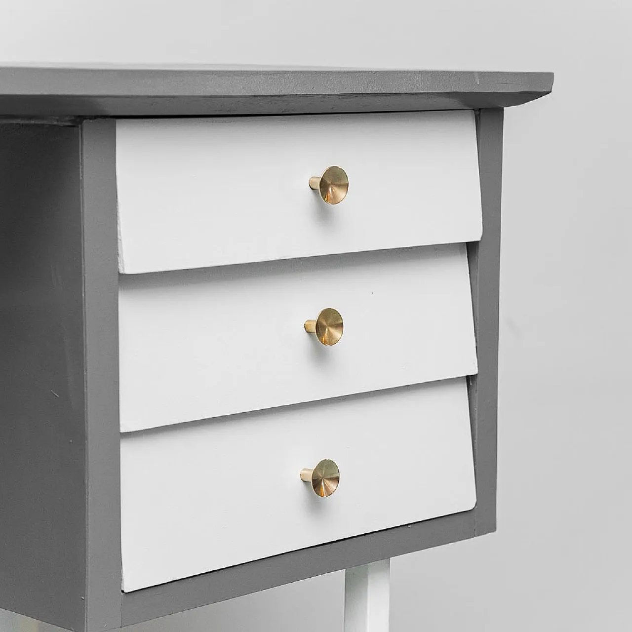 Scrivania in legno, metallo e ottone, anni '70 2