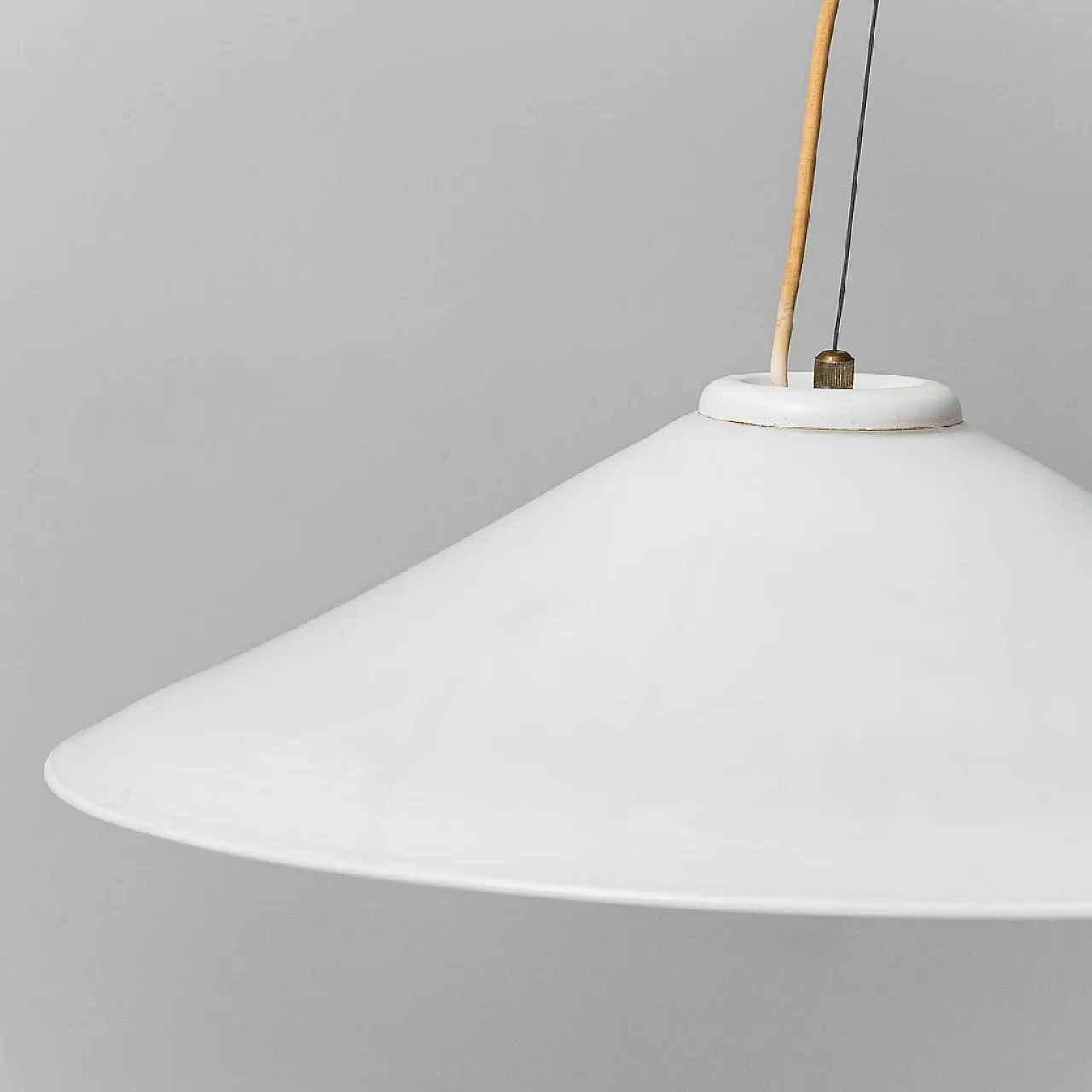 Lampadario vetro bianco, anni '70 2
