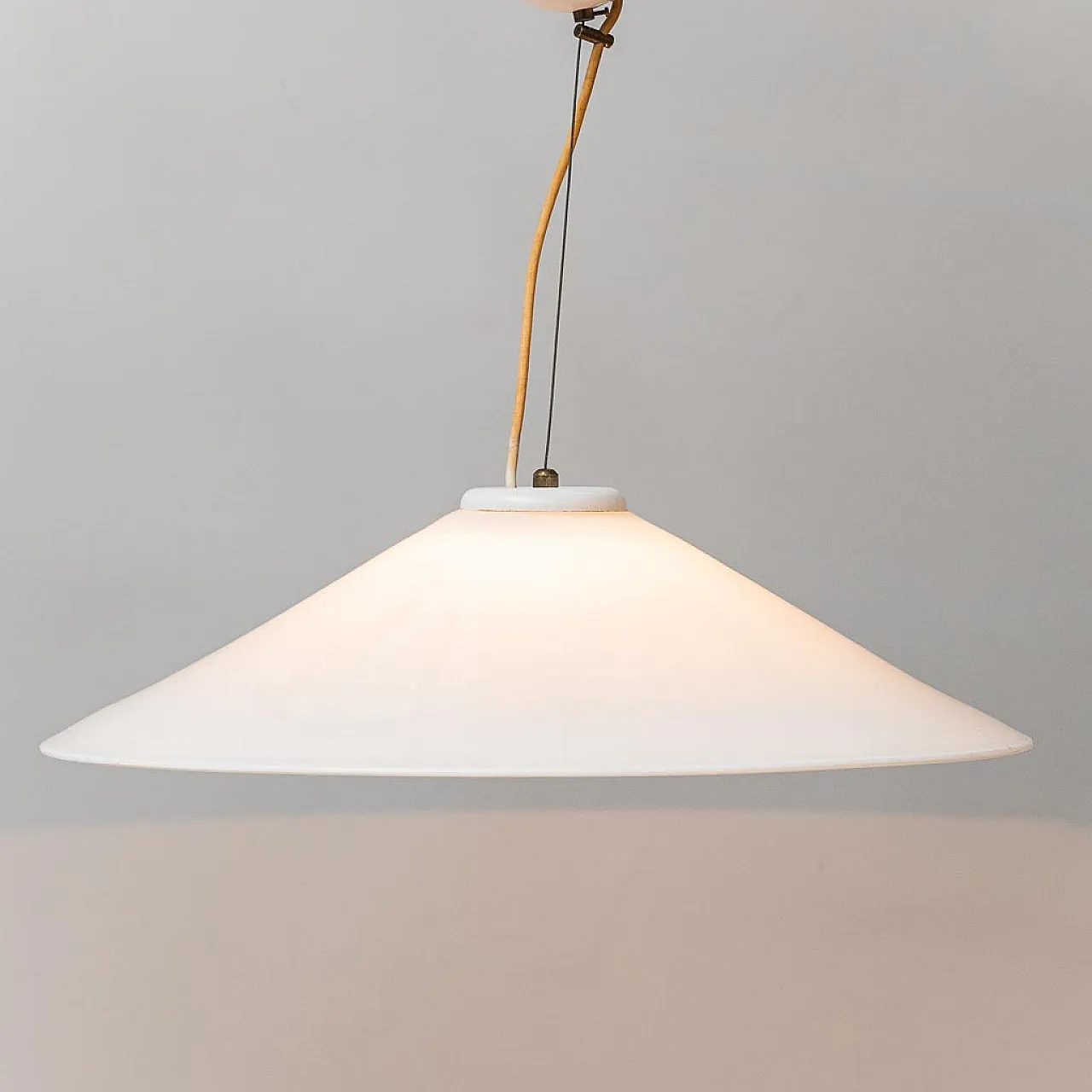 Lampadario vetro bianco, anni '70 3