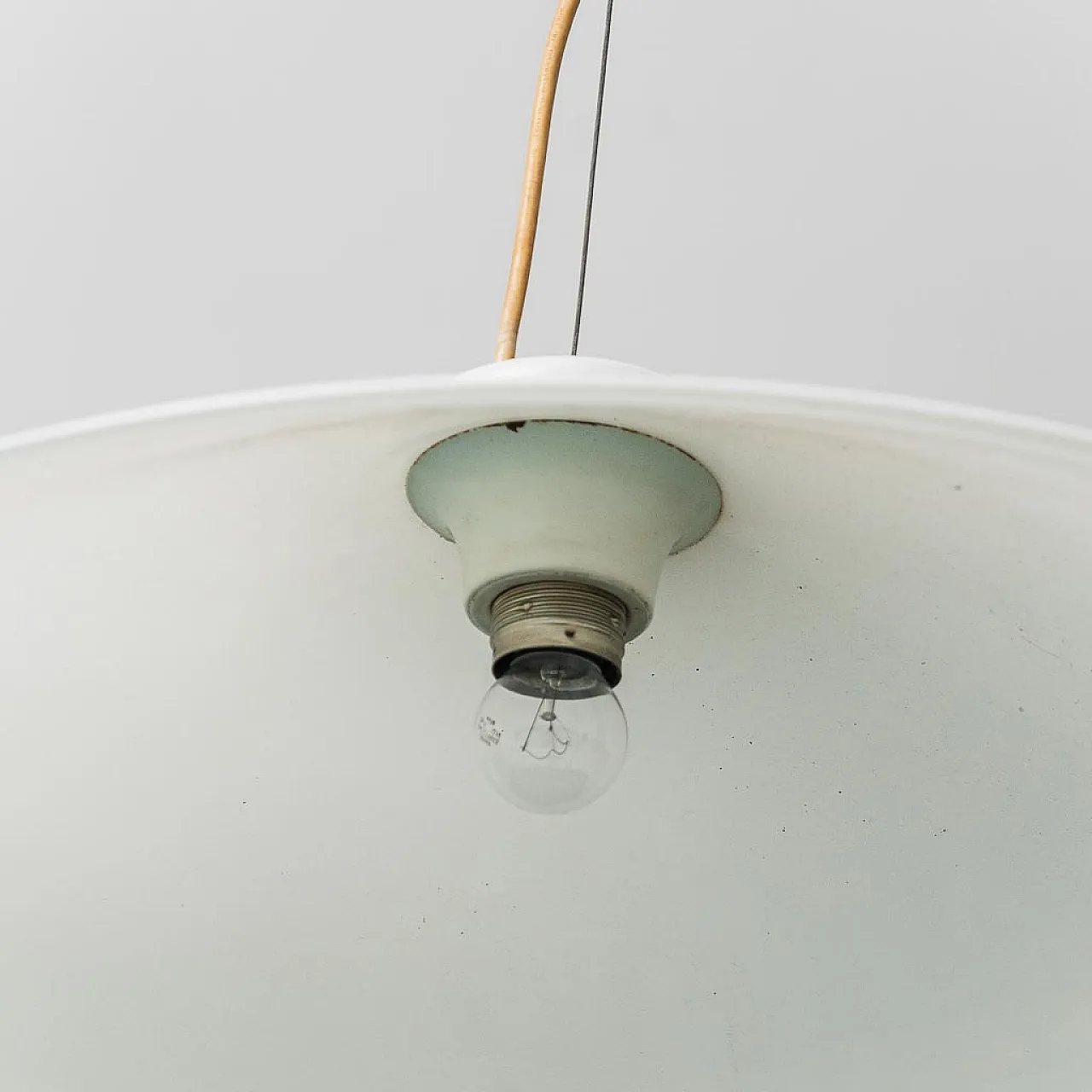 Lampadario vetro bianco, anni '70 8