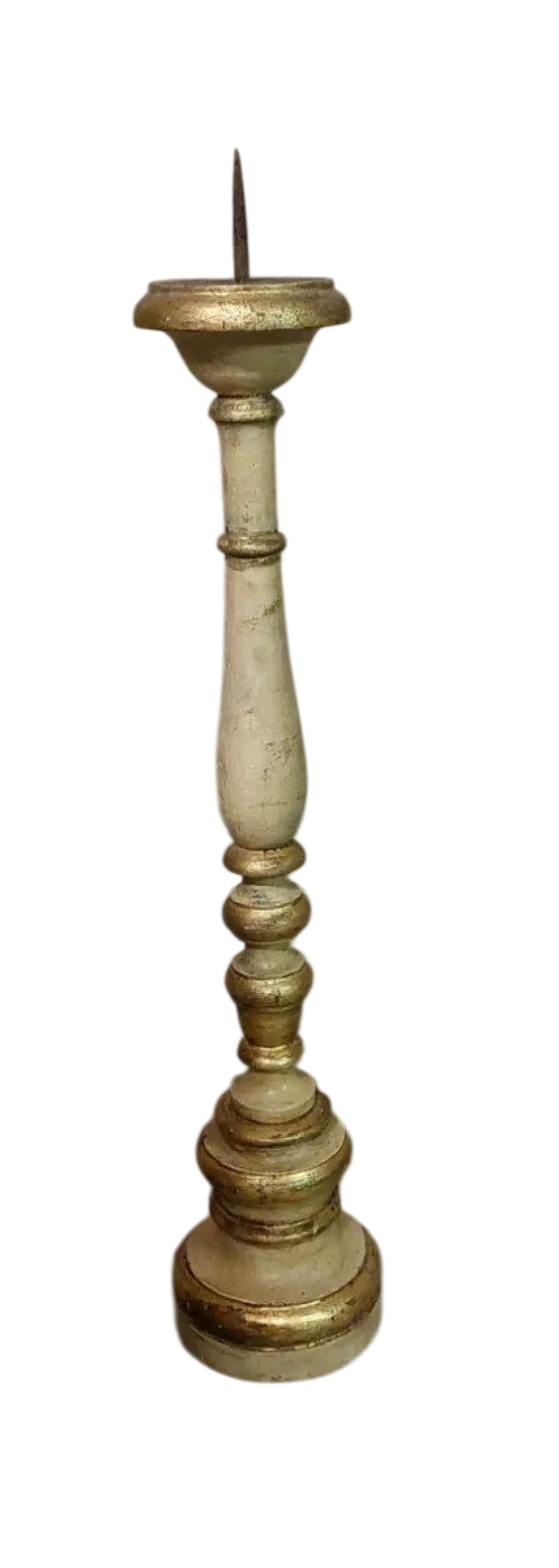 Wooden candlestick and gold lacquer, 19th century 8