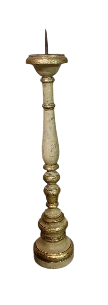 Wooden candlestick and gold lacquer, 19th century