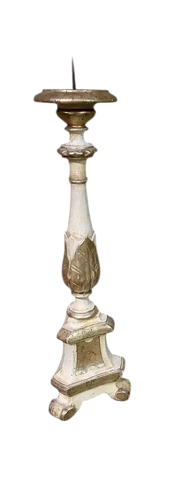 Wooden and gilded silver candlesticks, 18th century