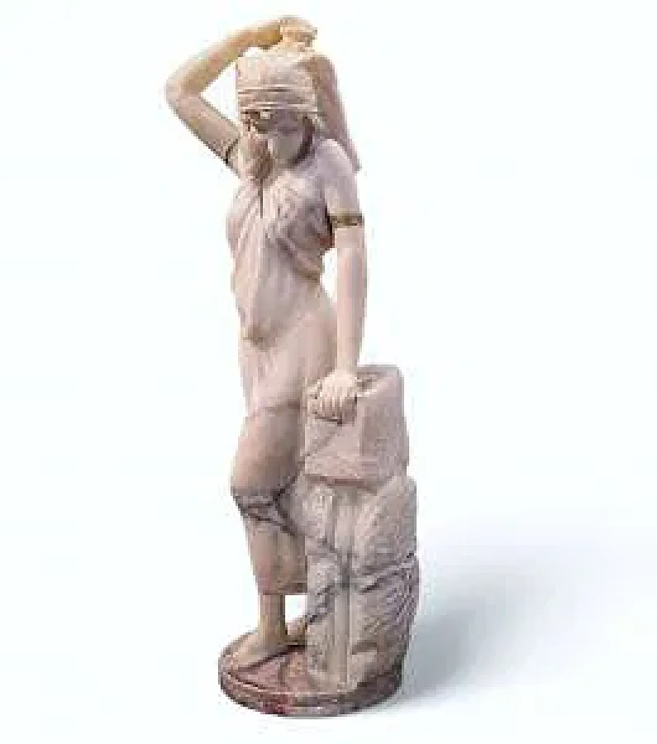 Water carrier, white and veined alabaster sculpture, 20th century 2