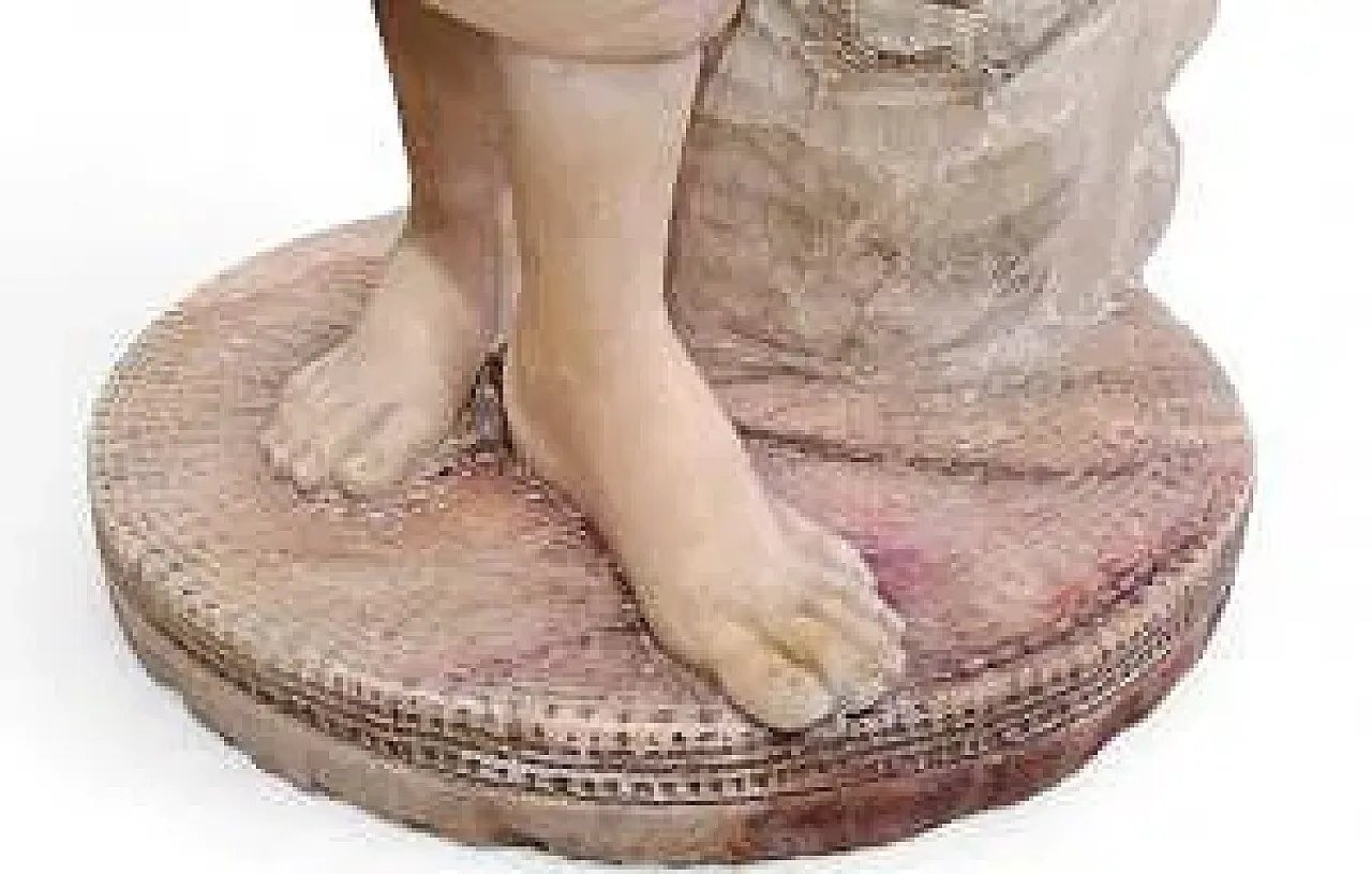 Water carrier, white and veined alabaster sculpture, 20th century 6