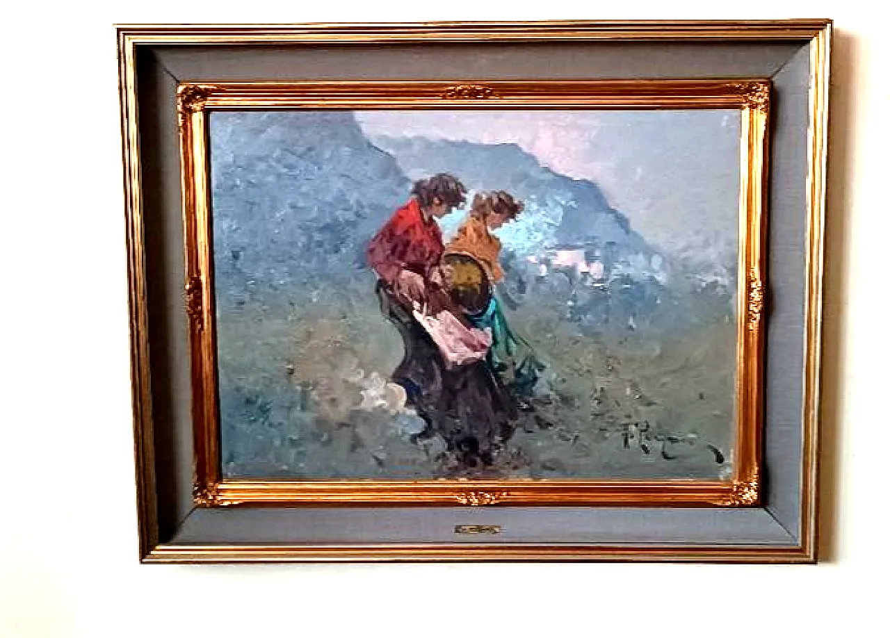 Antonio Pecoraro, oil on canvas with frame, 1960s 1