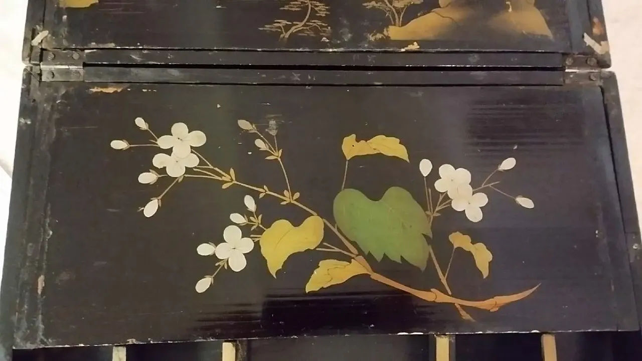 Wood painted cinematography and mother pearl inlays box, 19th century 8