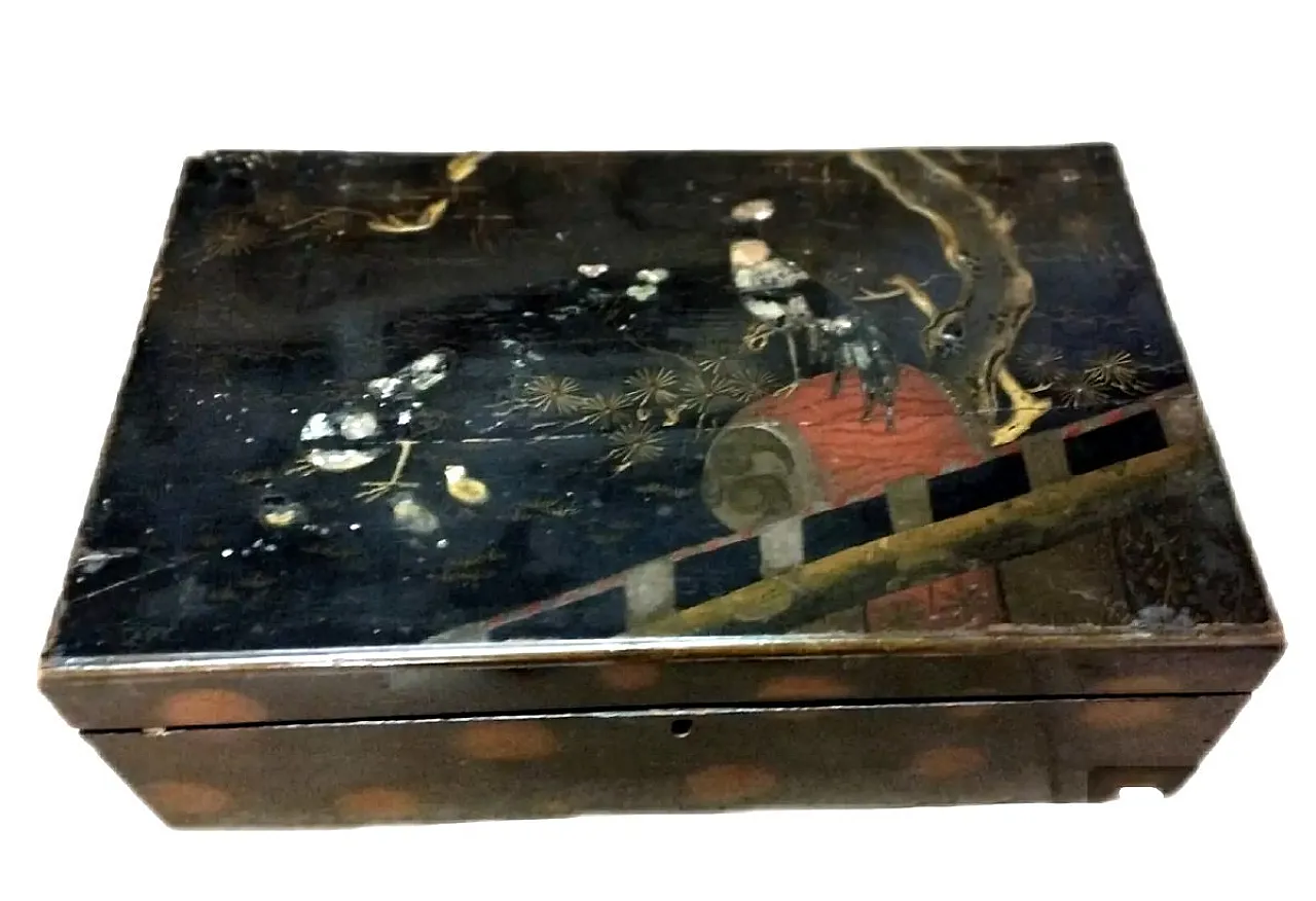 Wood painted cinematography and mother pearl inlays box, 19th century 11