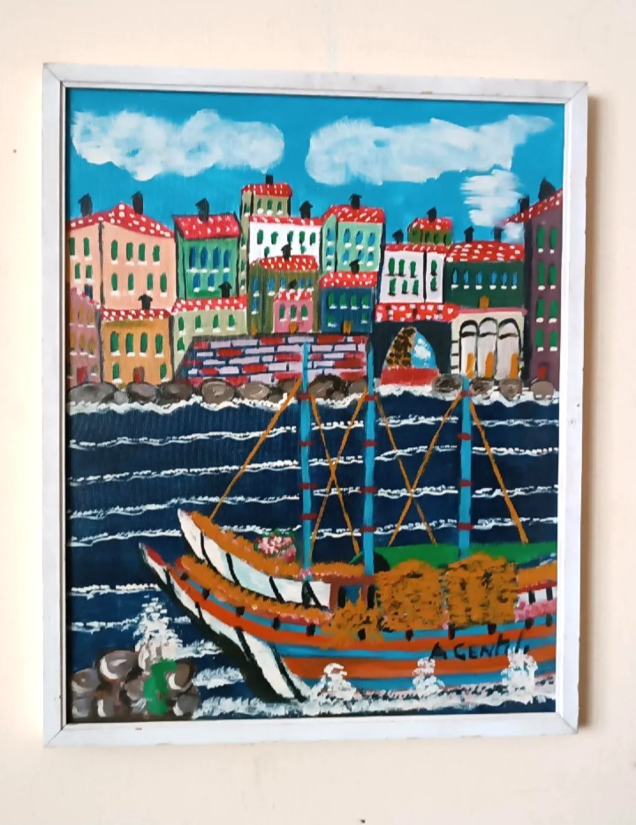 Aldo Gentili, seascape, oil on canvas, 20th century 1