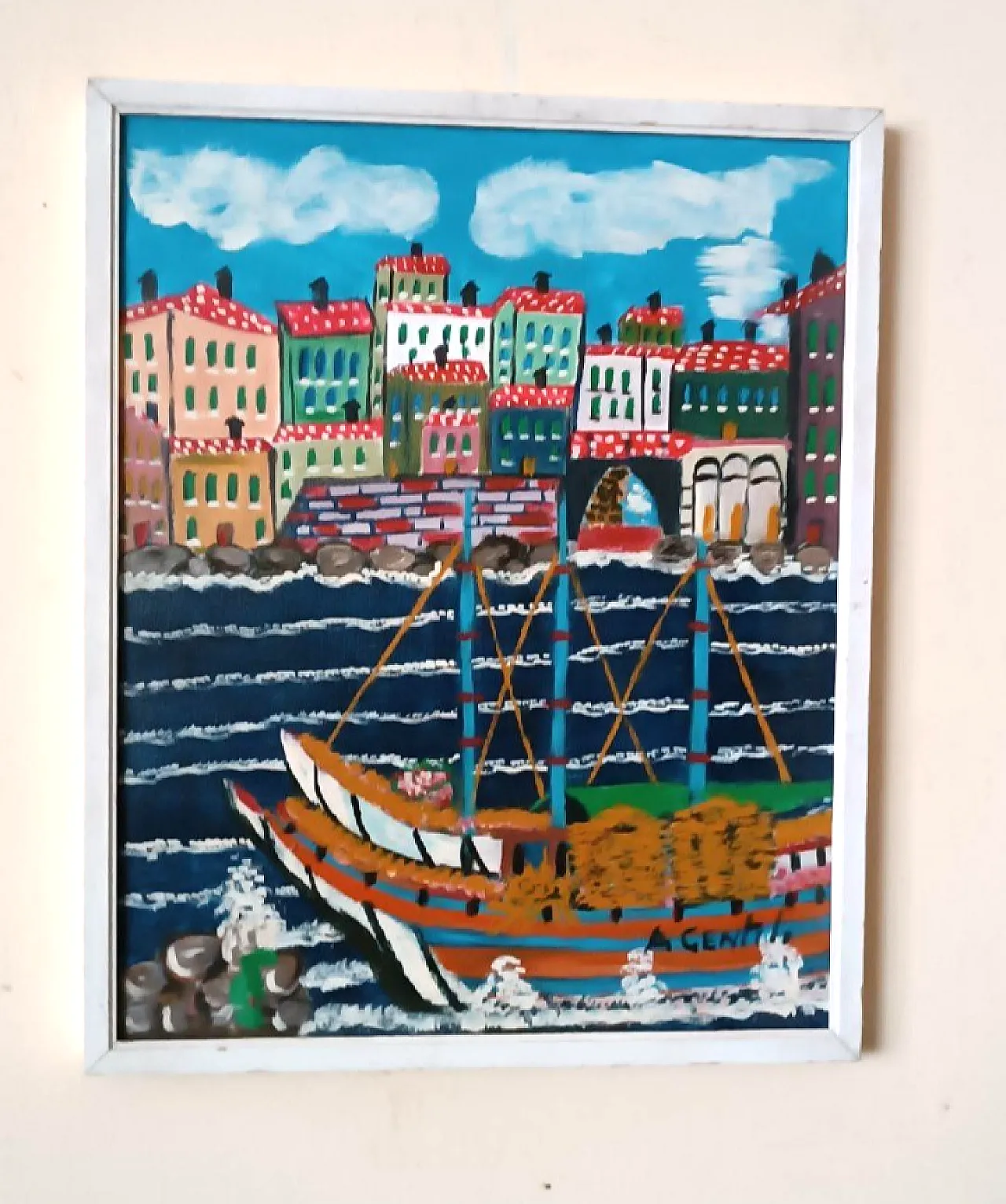 Aldo Gentili, seascape, oil on canvas, 20th century 2