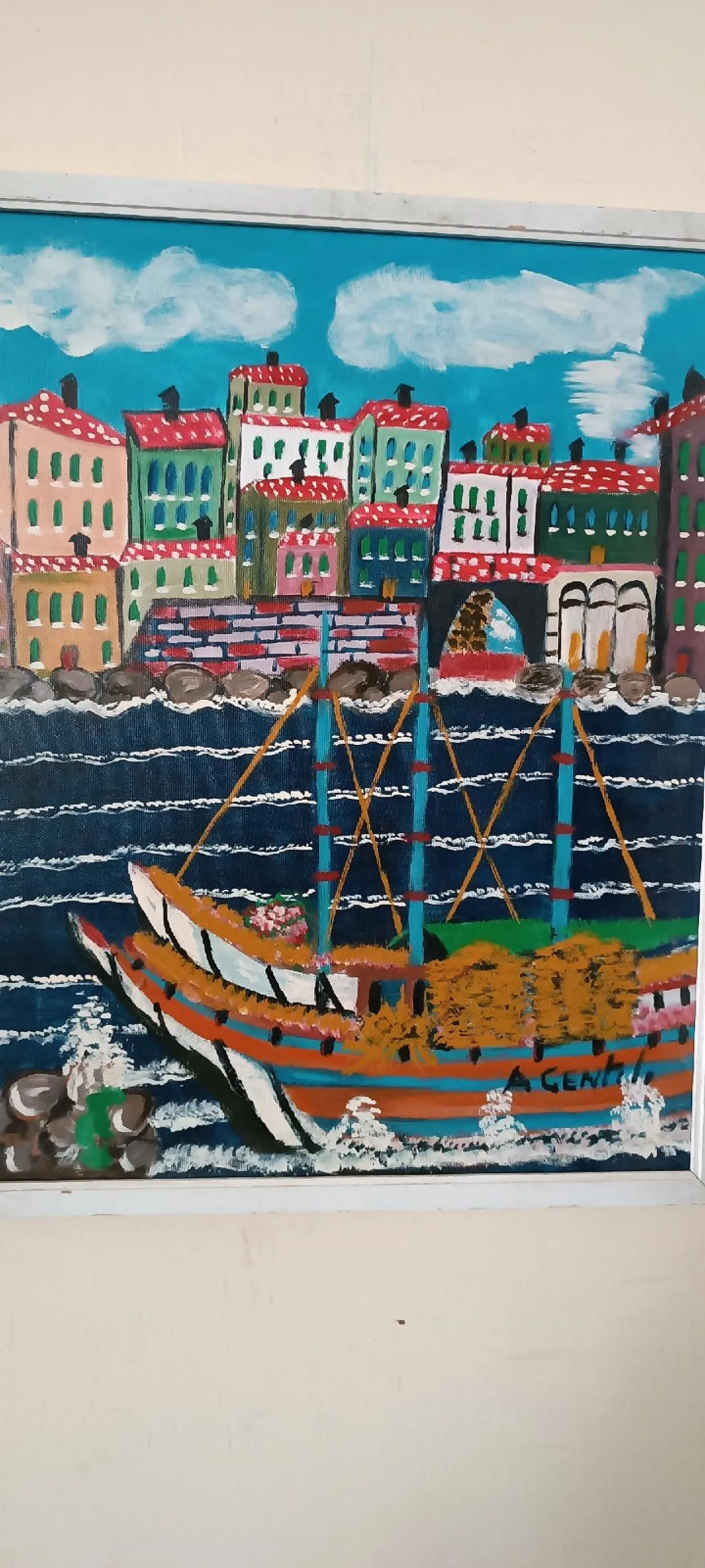 Aldo Gentili, seascape, oil on canvas, 20th century 3