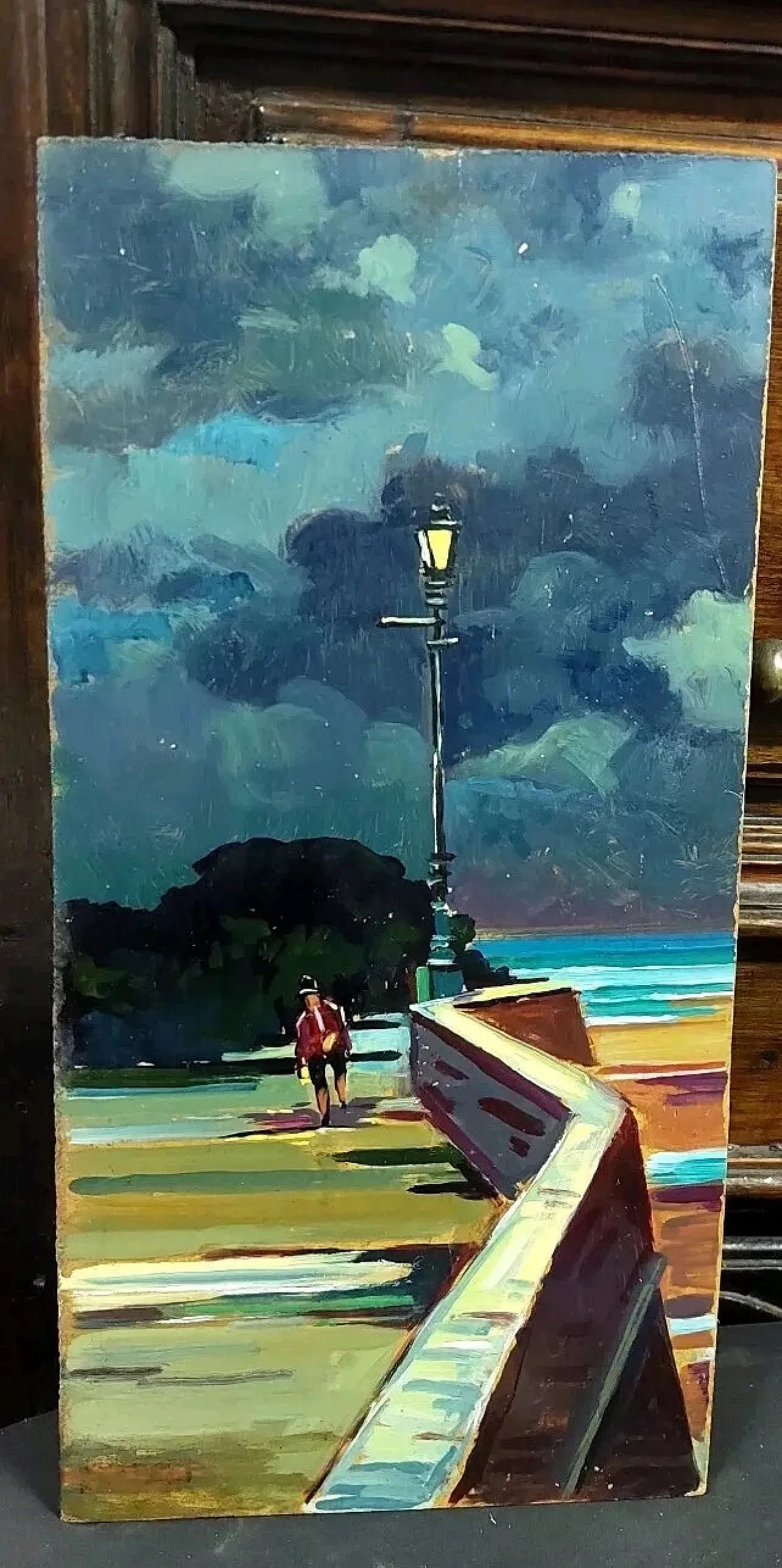 Livorno, oil painting on faesite with frame, 20th century 5