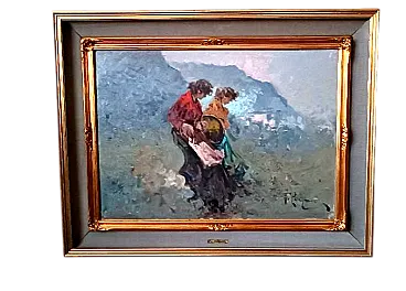 Antonio Pecoraro, oil on canvas with frame, 1960s