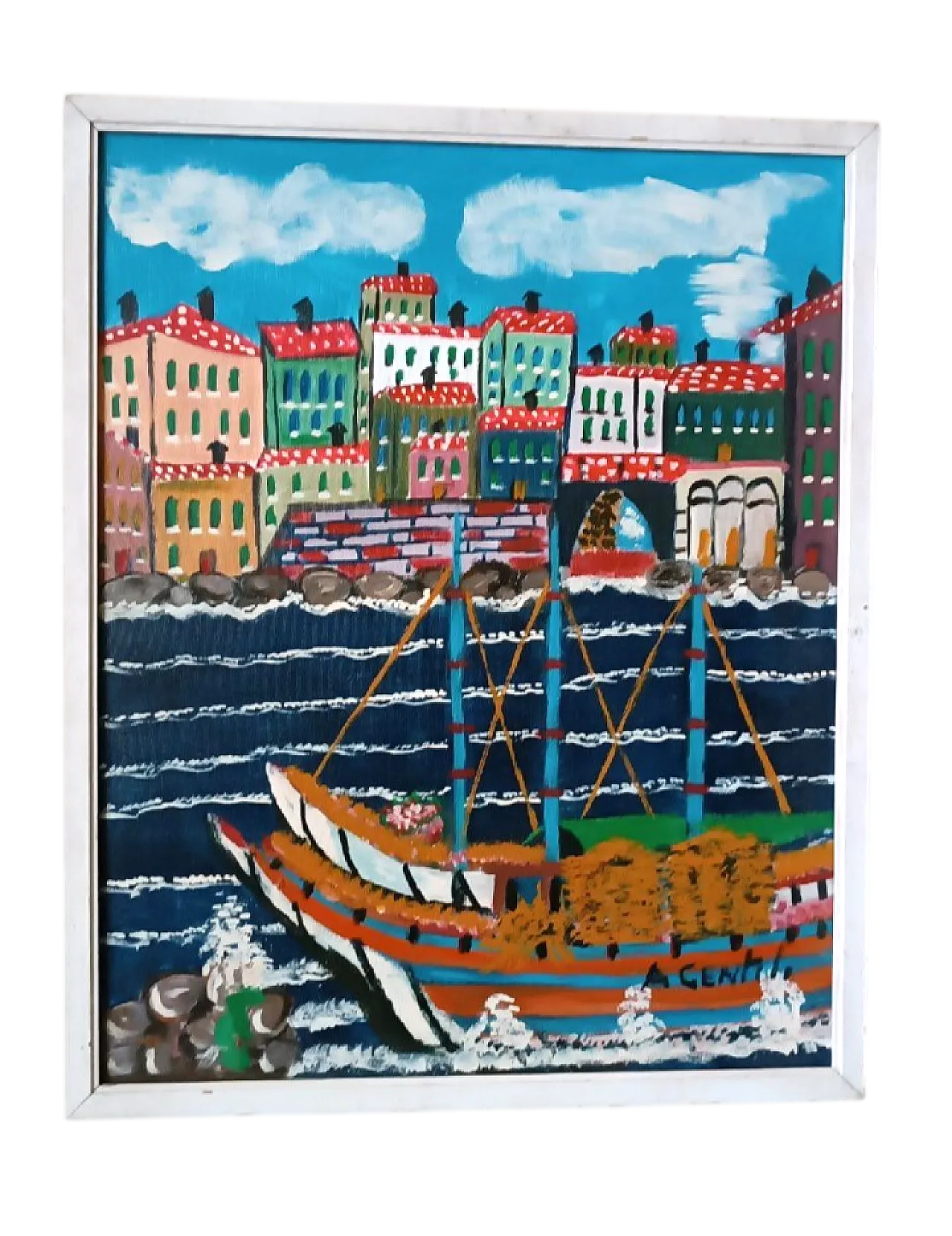 Aldo Gentili, seascape, oil on canvas, 20th century 10