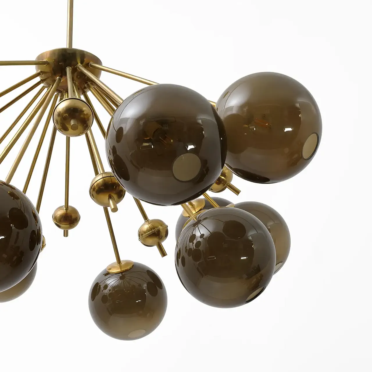 Galaxy chandelier in brass and fumé Murano glass, 2000s 5