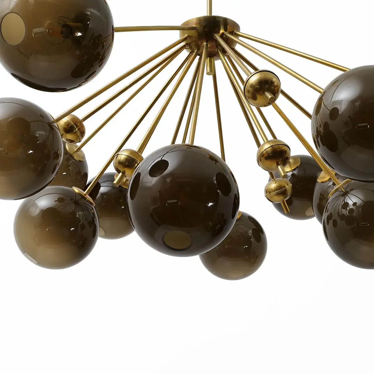 Galaxy chandelier in brass and fumé Murano glass, 2000s 6
