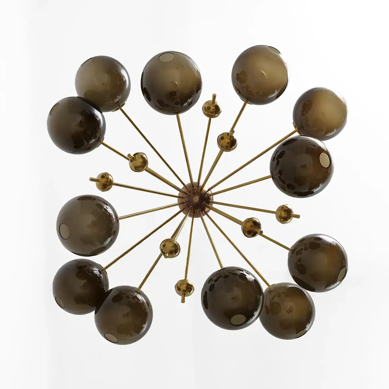 Galaxy chandelier in brass and fumé Murano glass, 2000s 7