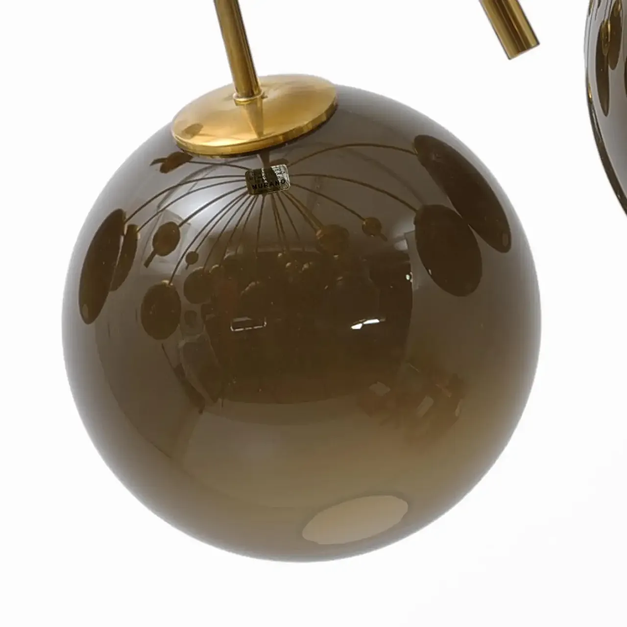 Galaxy chandelier in brass and fumé Murano glass, 2000s 8