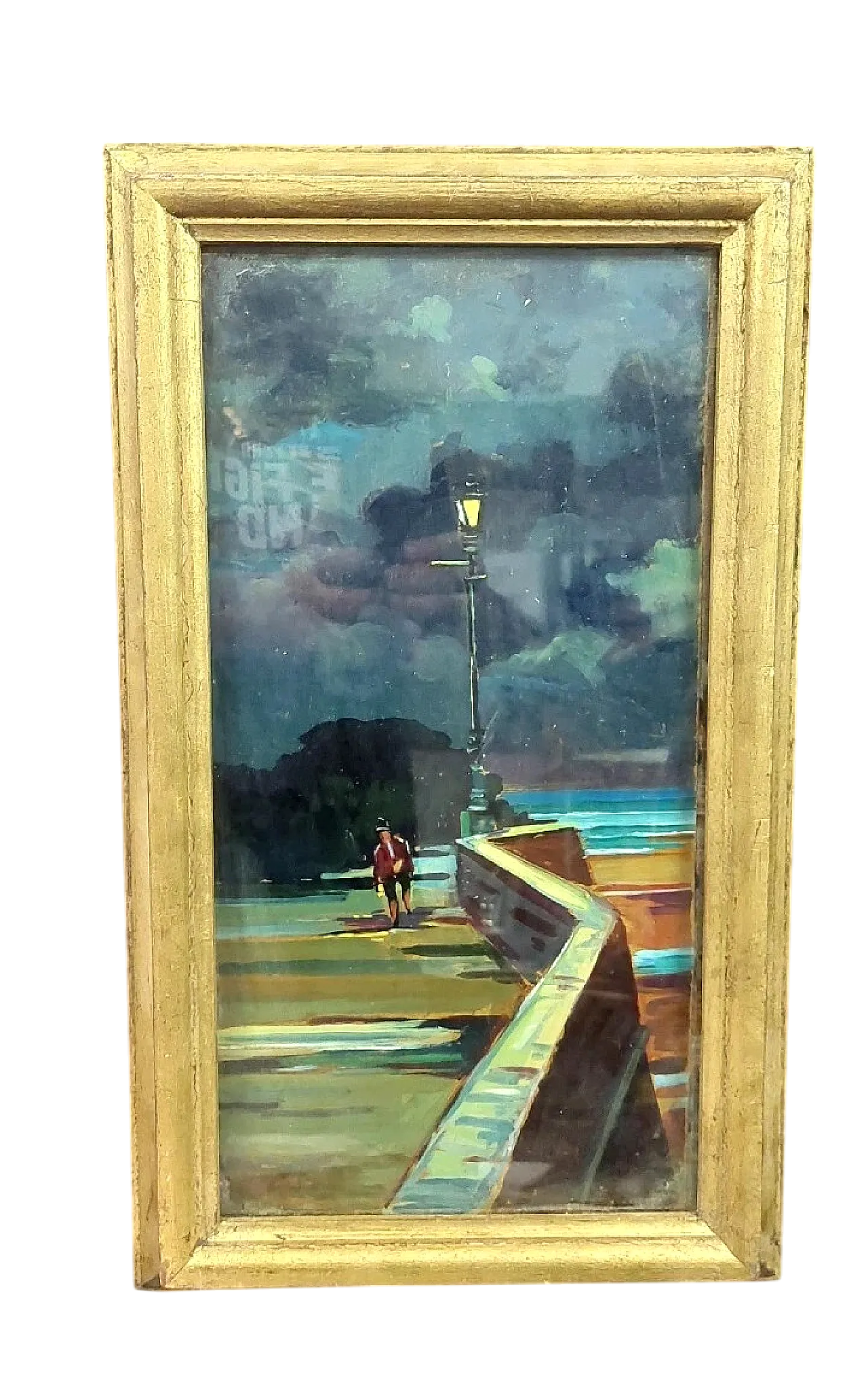 Livorno, oil painting on faesite with frame, 20th century 12