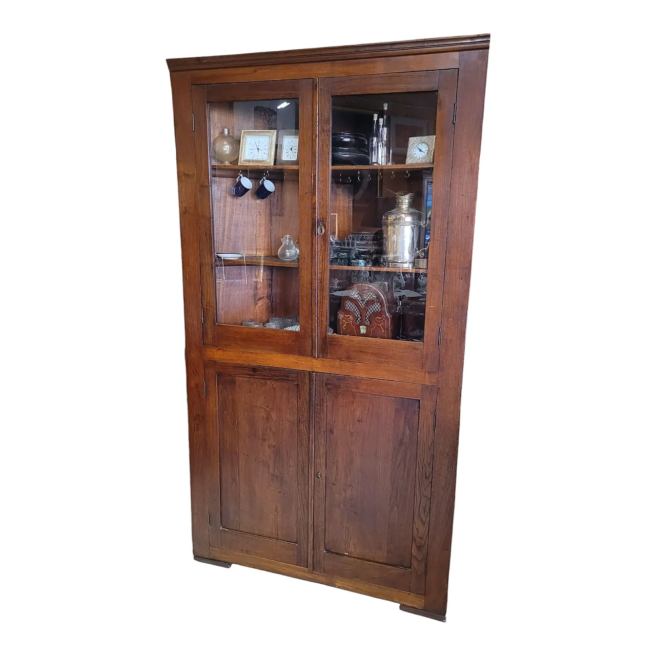 Angoliera con vetrina in legno, Nord Italia, '800 1