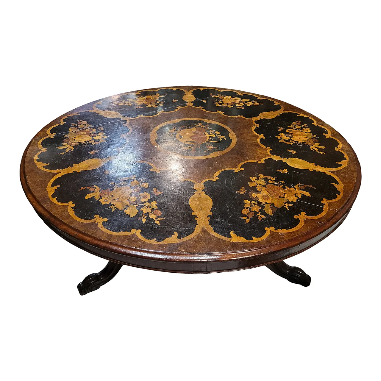 Tavolo vittoriano in varie essenze di legno, Regno Unito, '800 1