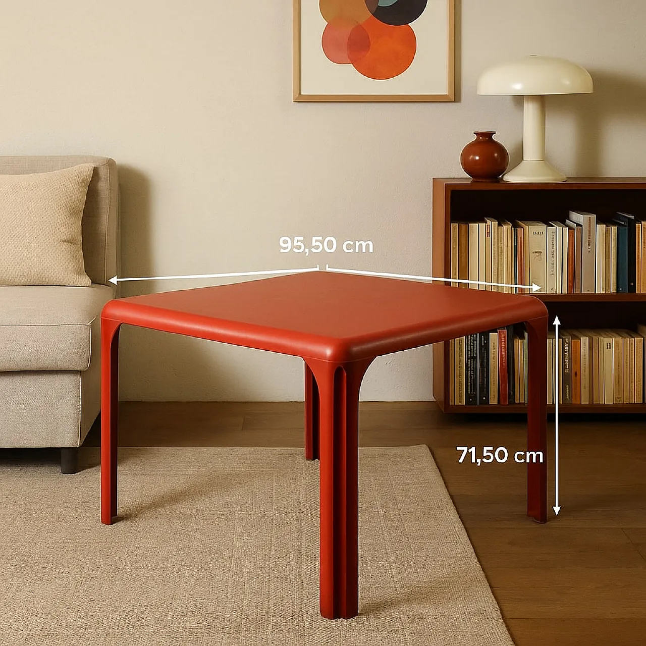 Stadio 100 red table by Vico Magistretti for Artemide, 1970s 2