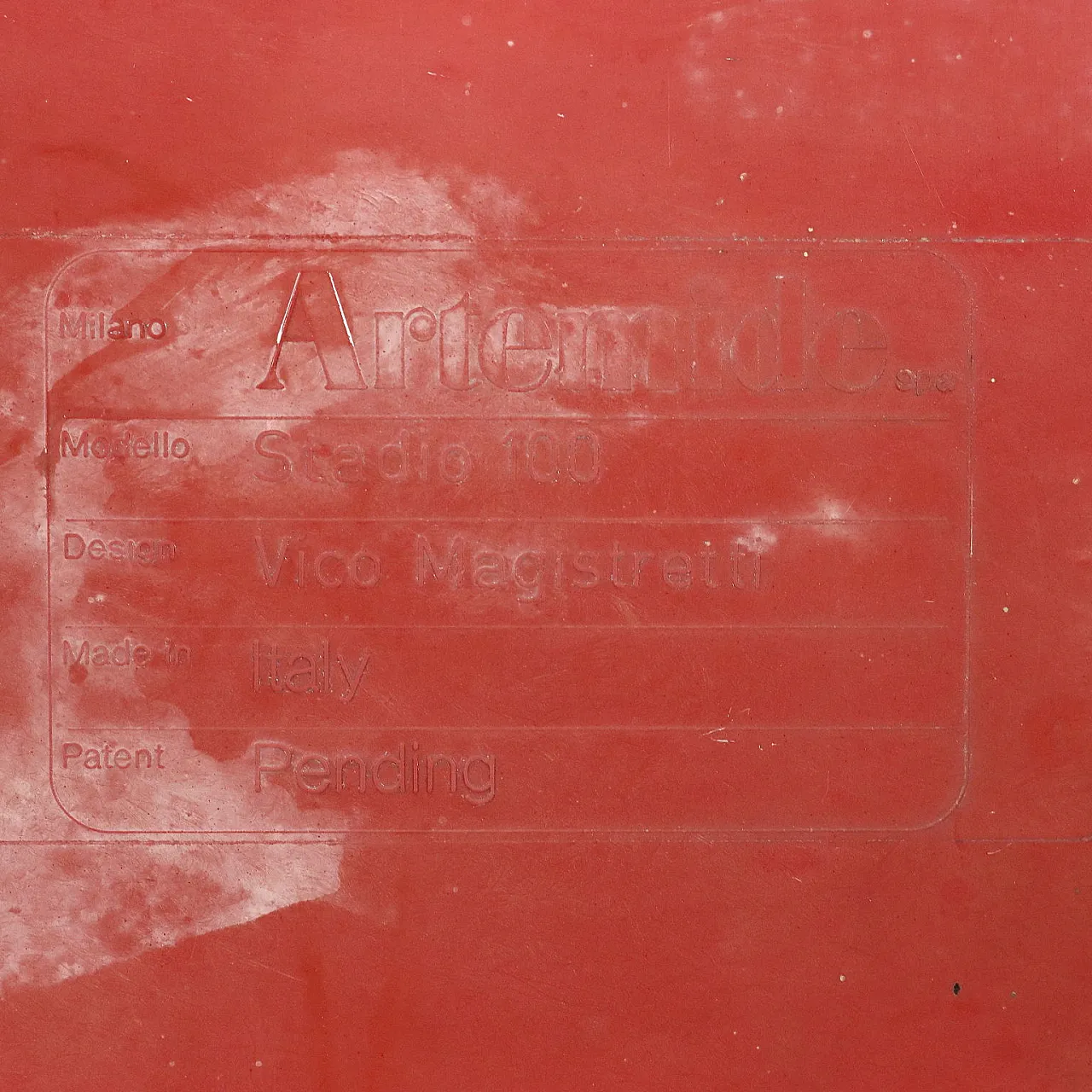 Stadio 100 red table by Vico Magistretti for Artemide, 1970s 10