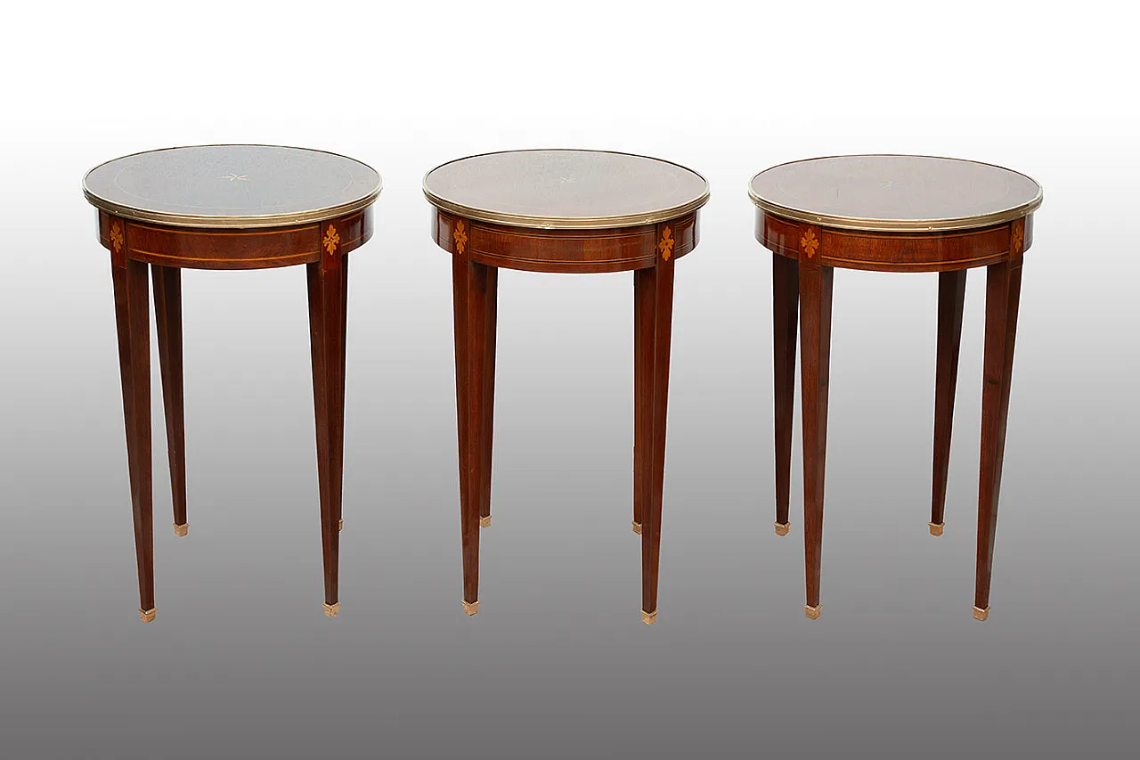 3 Napoleon III coffee tables in mahogany and map, early 20th century 1