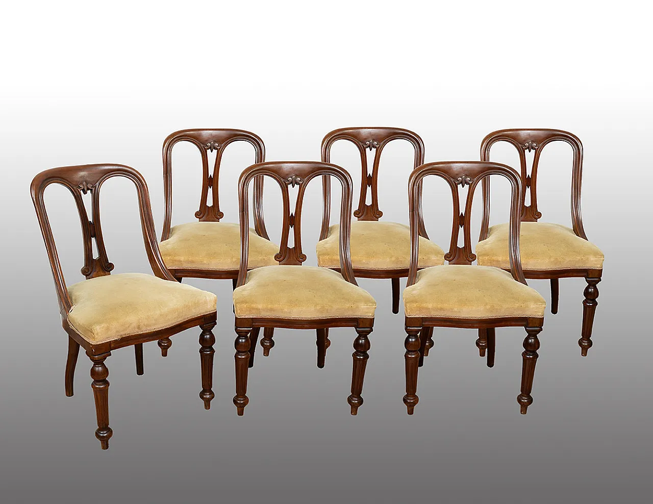 6 sedie pieghevoli in massello di mogano di epoca, '800 1