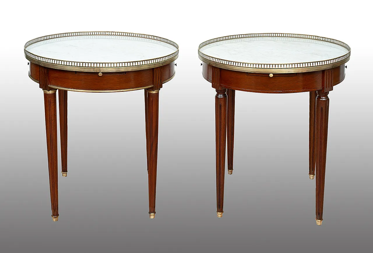 Pair of Napoleon III coffee tables in solid mahogany with plate, 20s 1