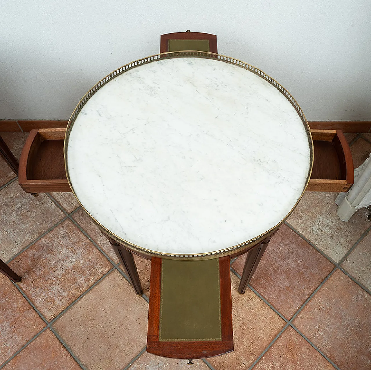 Pair of Napoleon III coffee tables in solid mahogany with plate, 20s 2