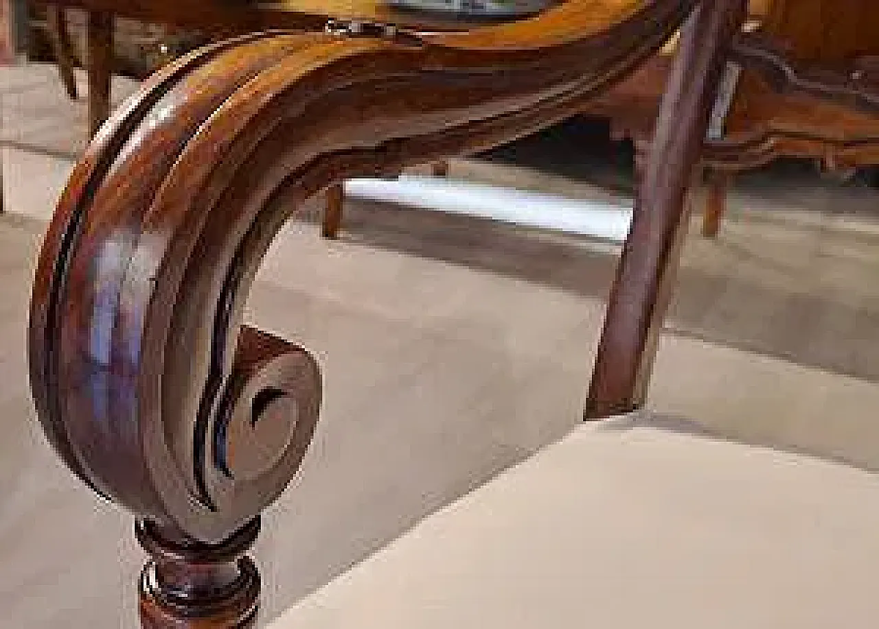 Pair of walnut armchairs, mid-19th century 7