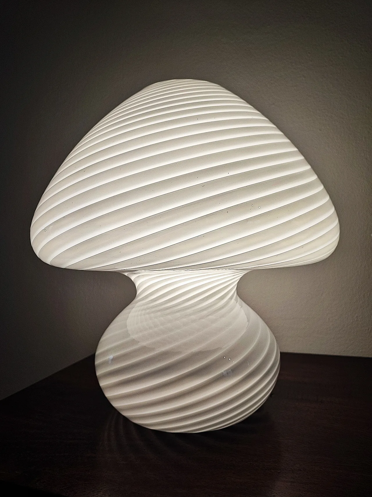 XL Mushroom Lamp Swirl by De Majo Murano white, 1970s 1