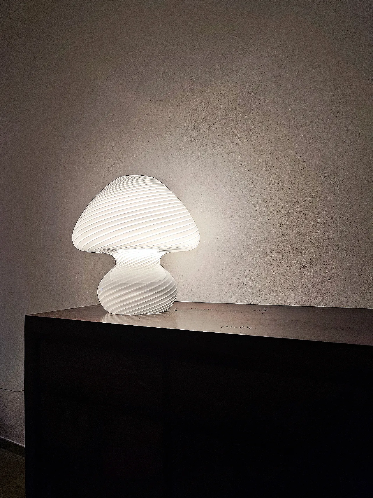 XL Mushroom Lamp Swirl by De Majo Murano white, 1970s 2