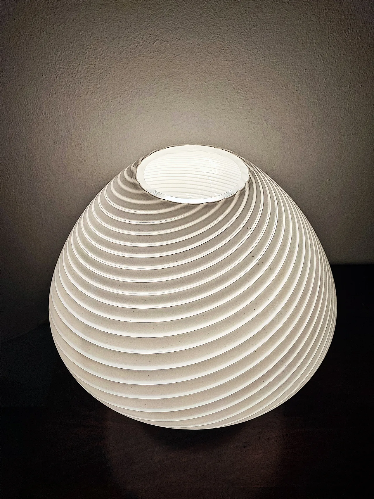 XL Mushroom Lamp Swirl by De Majo Murano white, 1970s 4