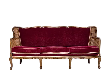 Divano danese a 3 posti, velluto, anni '50