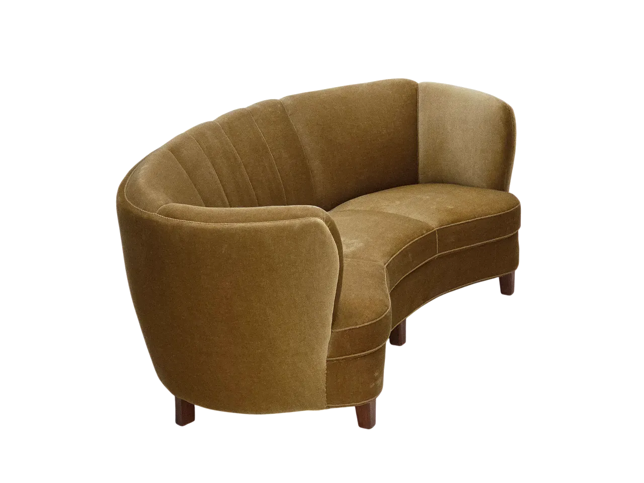 Divano danese "Banana" a 3 posti in velluto, anni '60 23