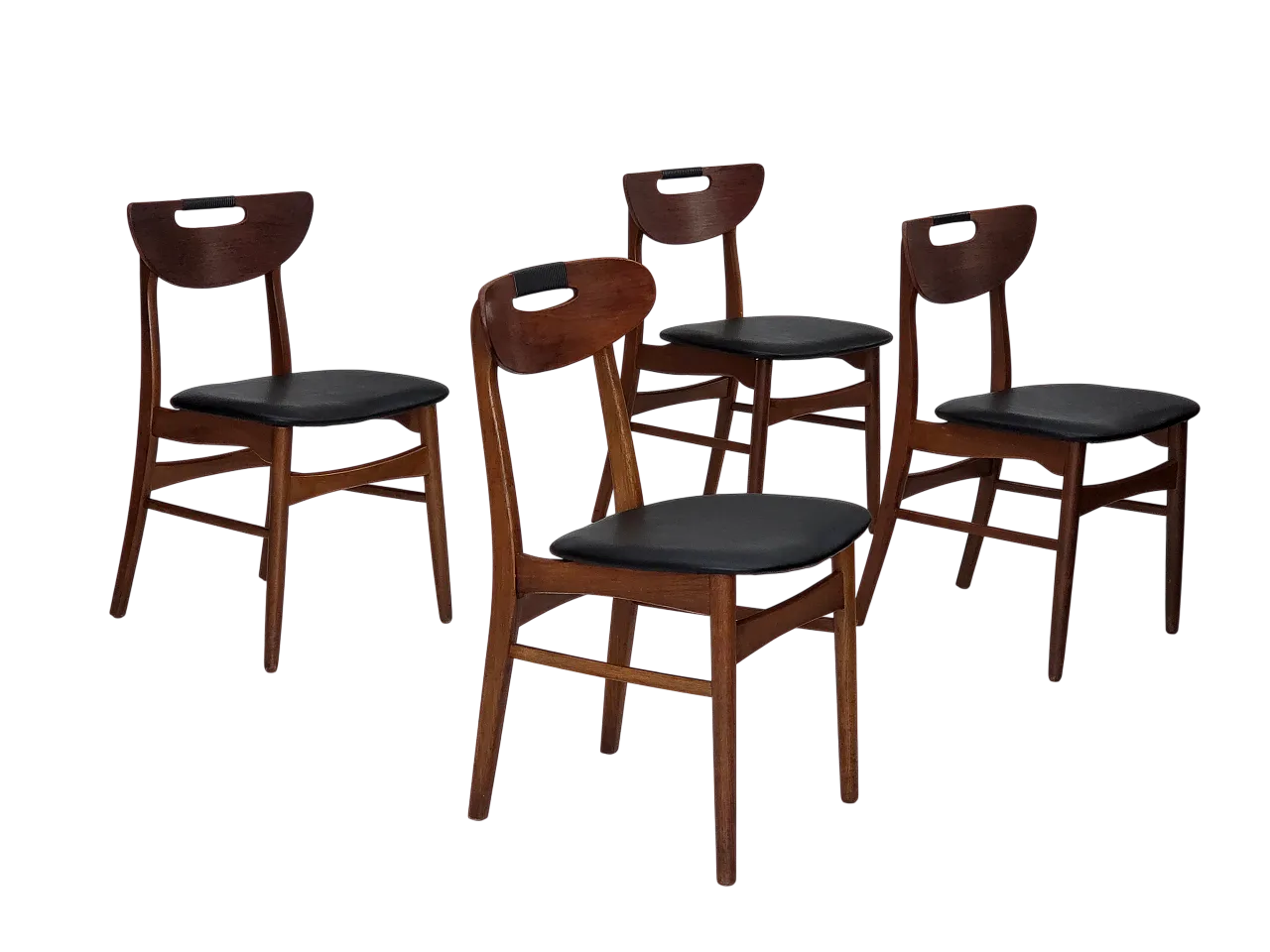 4 sedie danesi da pranzo rivestite, anni '60 22