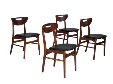 4 sedie danesi da pranzo rivestite, anni '60