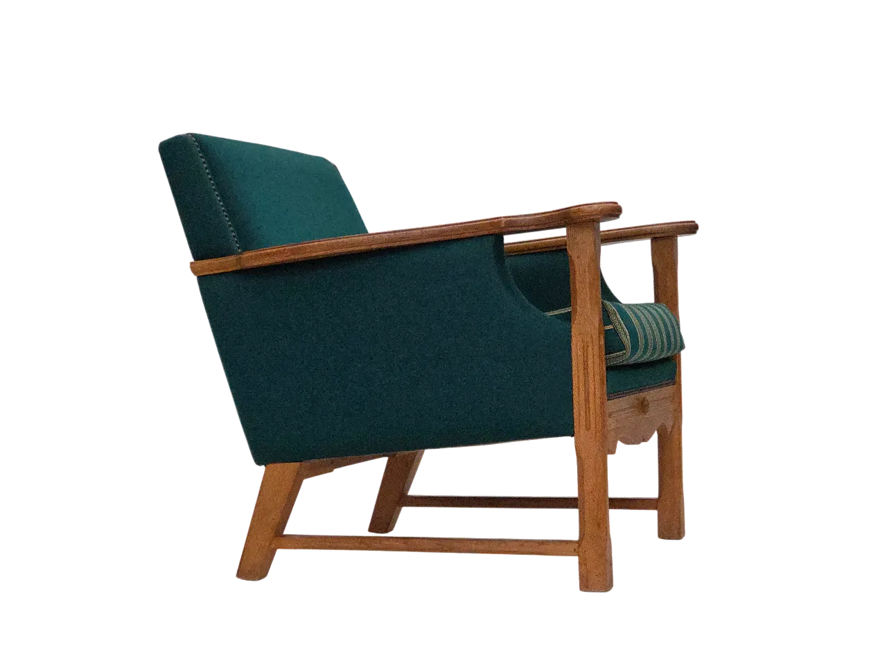 Danish armchair wool, solid oak wood, 1970s 19