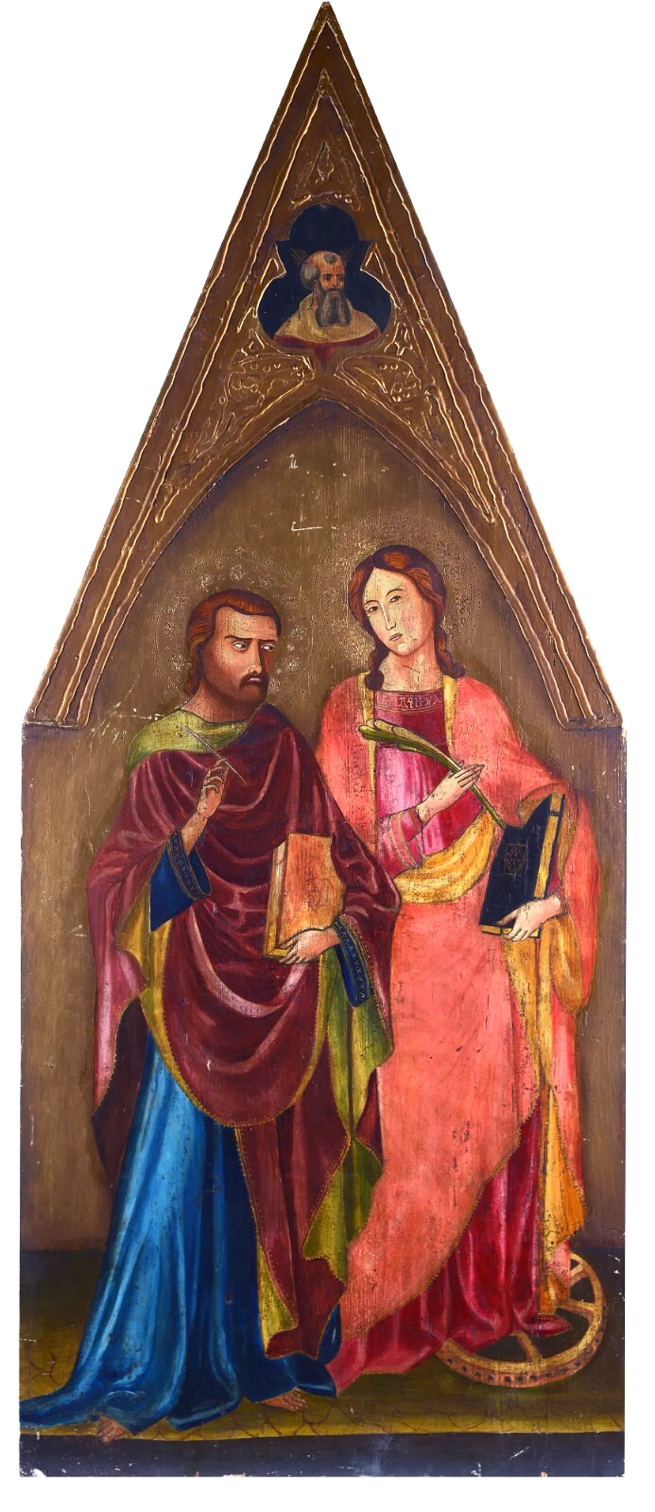 Tempera painting on panel with saints, 19th century 1