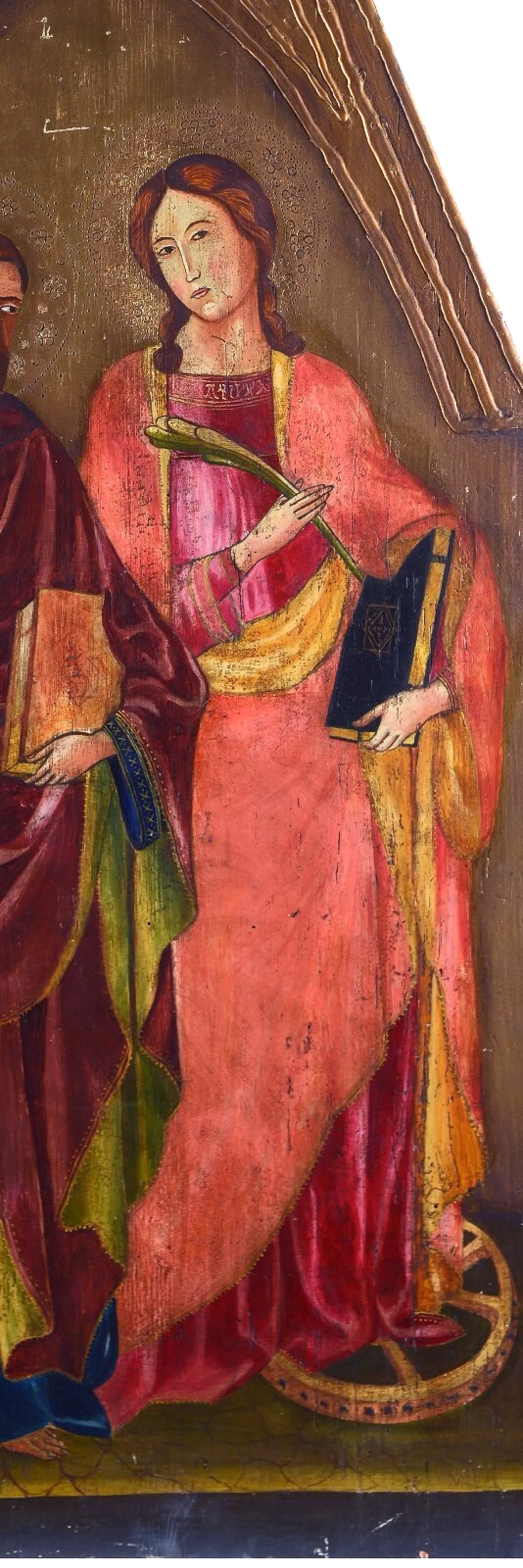 Tempera painting on panel with saints, 19th century 5