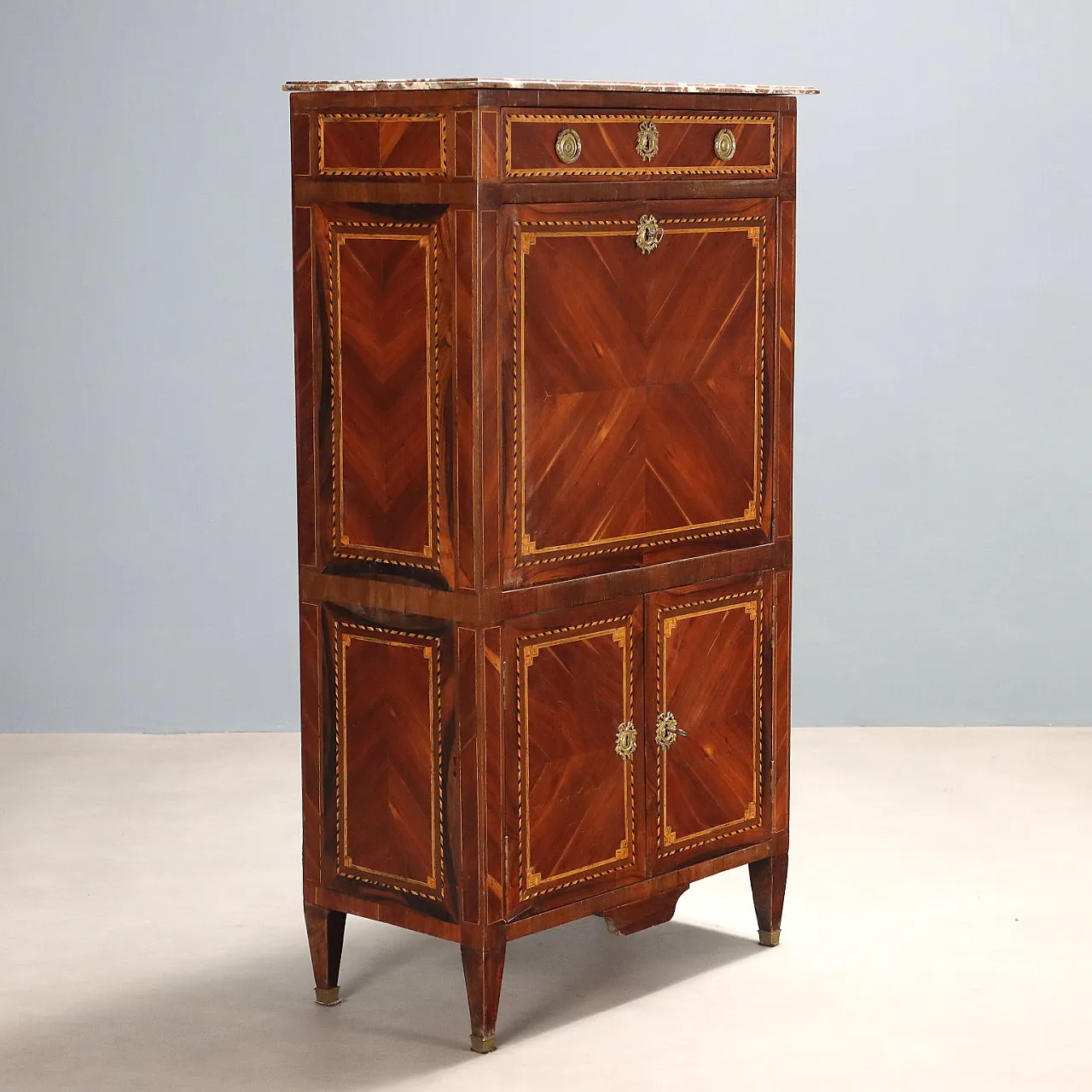 Wood and marble secretary desk, late 19th century 1